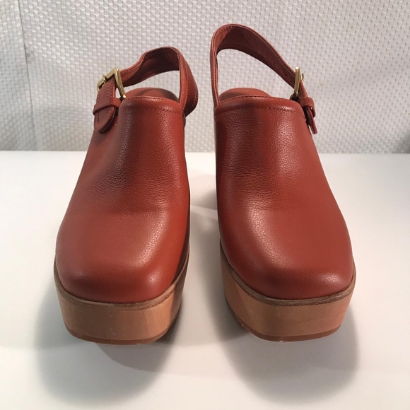 Charlotte Stone Leather Platform Mules - Rust - Picture 2 of 11